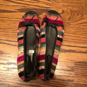 multi colored ribbon xhilaration flats, size 11